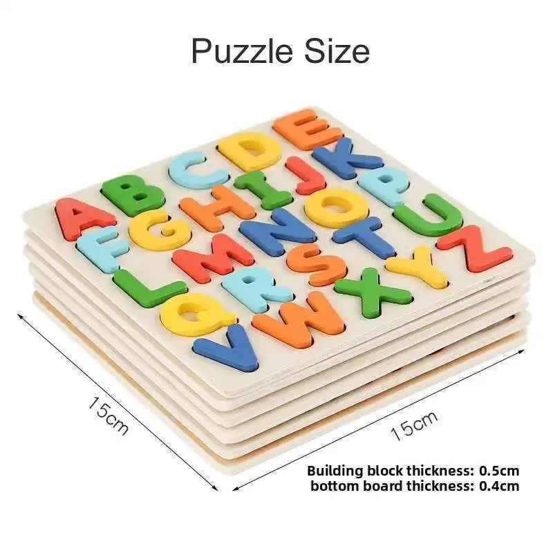 Montessori Toys Letter Numbers Wooden Puzzle Sorting Math Bricks Preschool Early Learning Educational Toys for Children