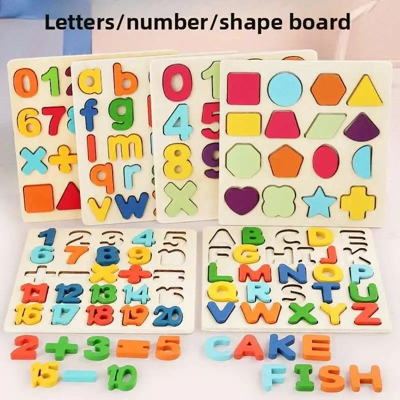 Montessori Toys Letter Numbers Wooden Puzzle Sorting Math Bricks Preschool Early Learning Educational Toys for Children